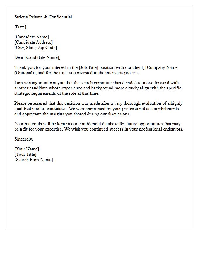 Retained Executive Search Confidential Rejection Letter