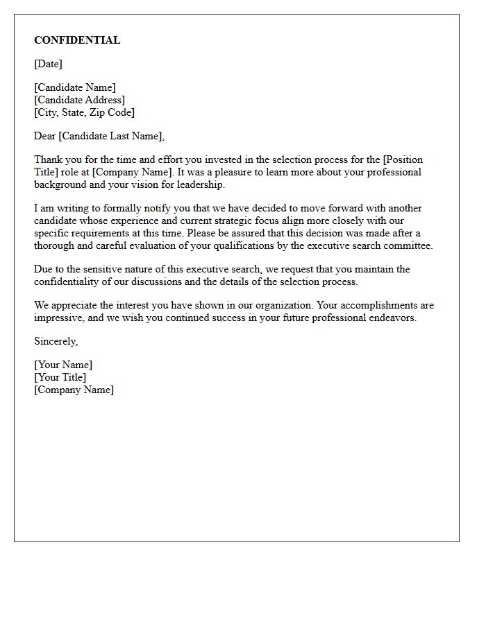 Senior Leadership Confidential Rejection Letter