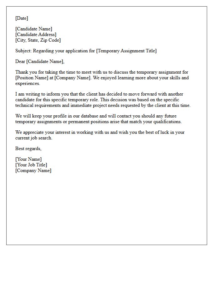 Client Decision Temporary Assignment Rejection Letter