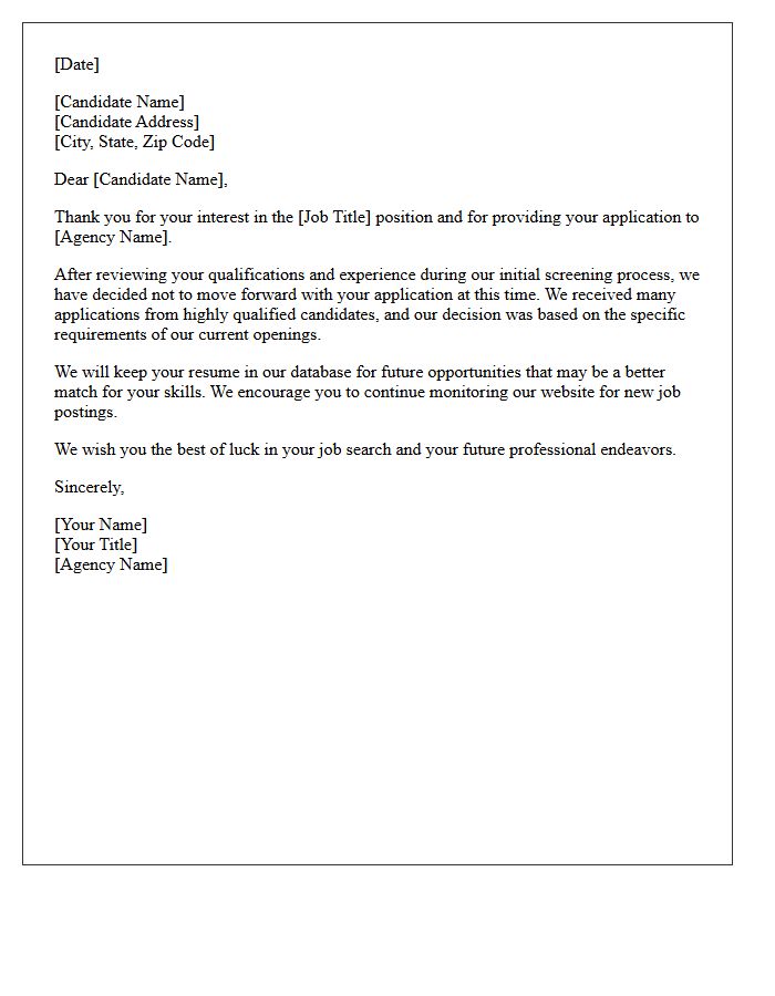 Initial Agency Screening Rejection Letter