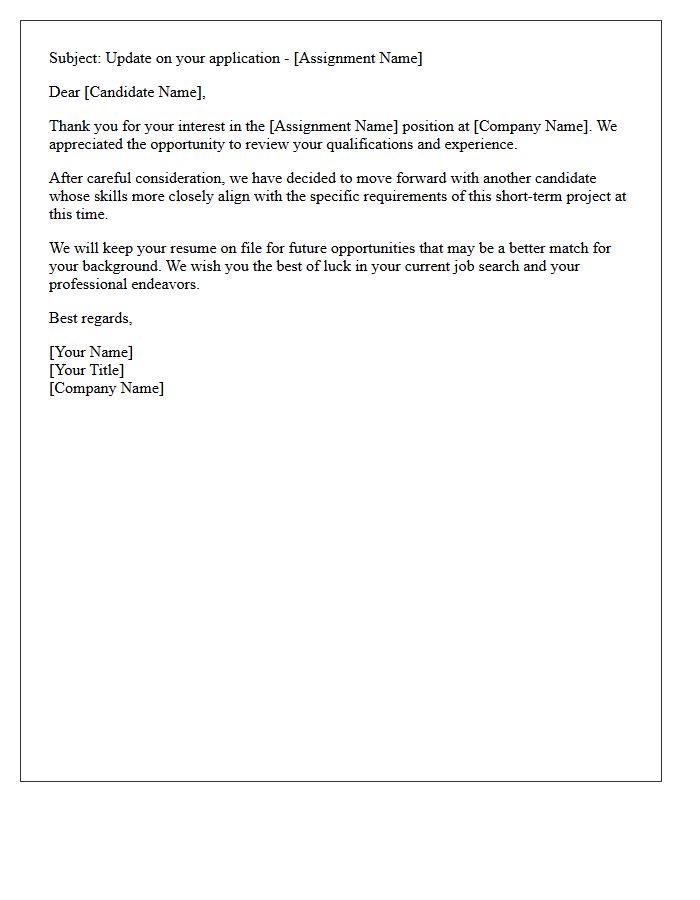 Short Term Assignment Candidate Rejection Letter
