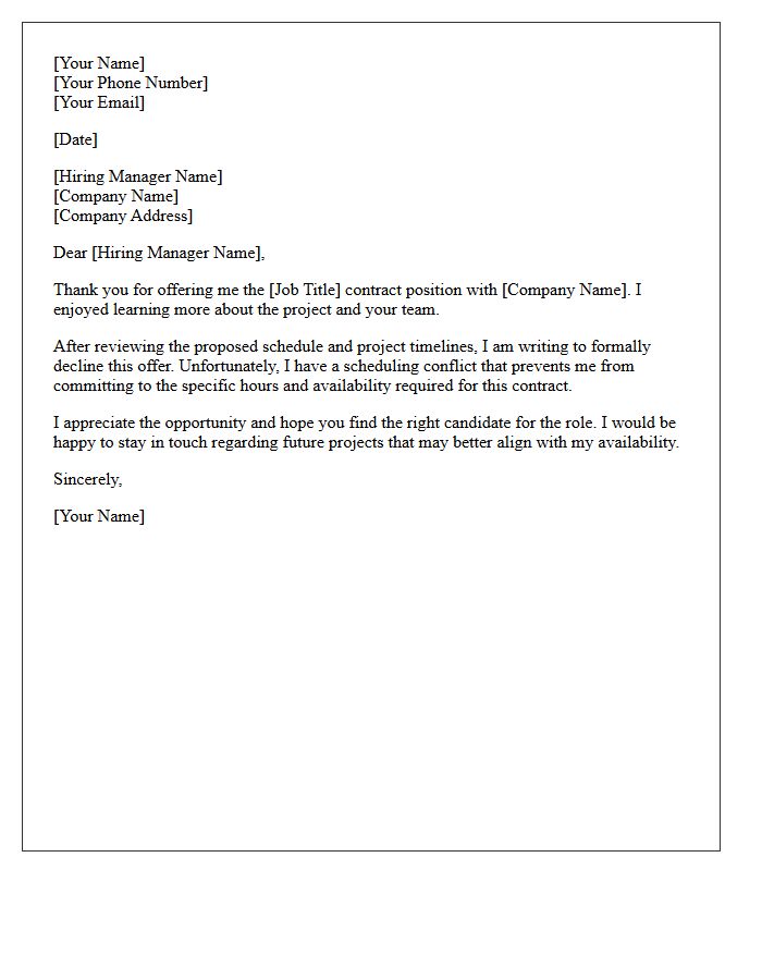 Availability Mismatch Contract Position Rejection Letter