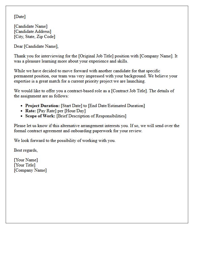 Client Selected Alternative Candidate Contract Role Letter