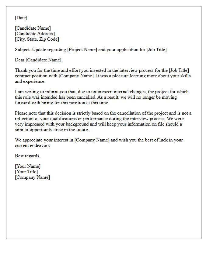 Project Cancellation Contract Role Rejection Letter