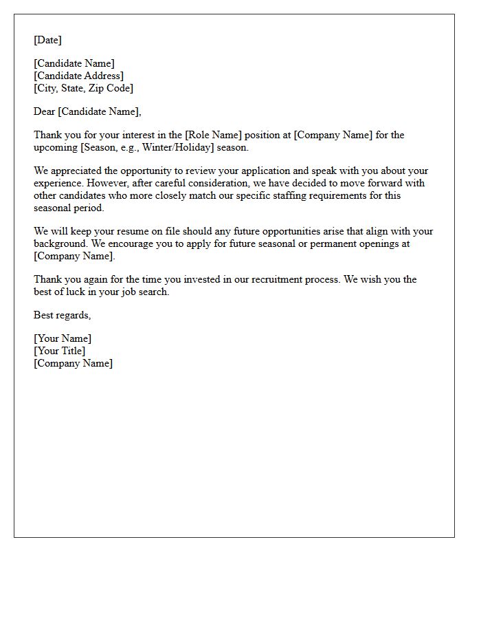 Client Specific Seasonal Role Rejection Letter