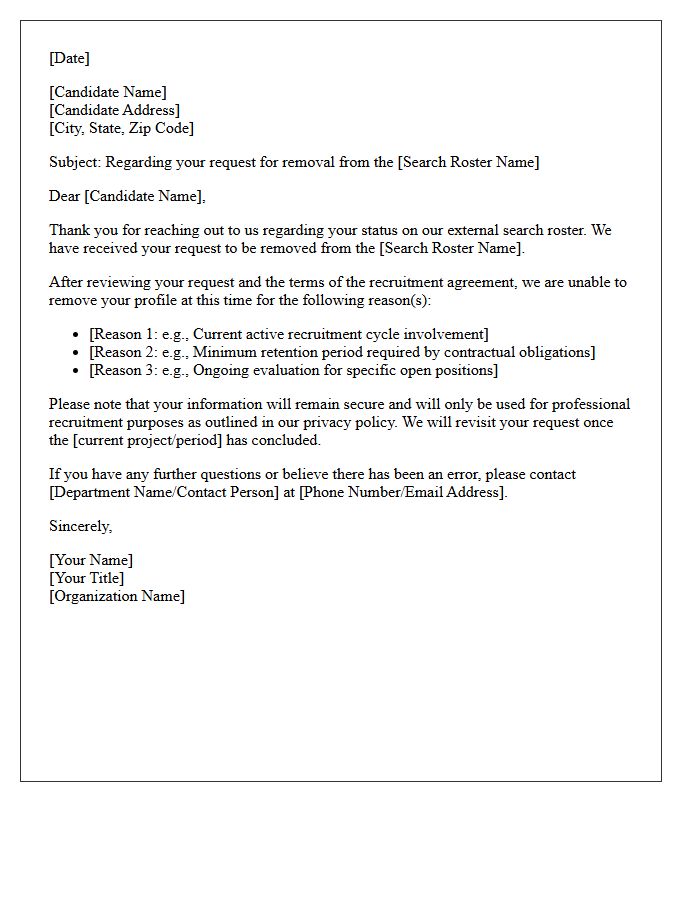 External Search Roster Removal Rejection Letter