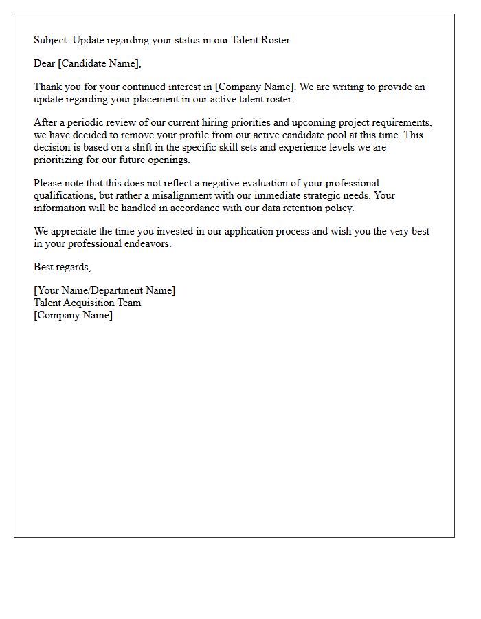 Talent Acquisition Roster Removal Rejection Letter