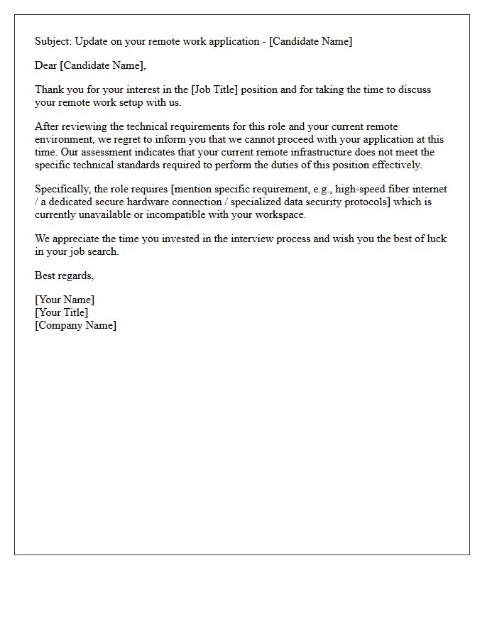 Insufficient Remote Infrastructure Remote Work Incompatibility Rejection Letter