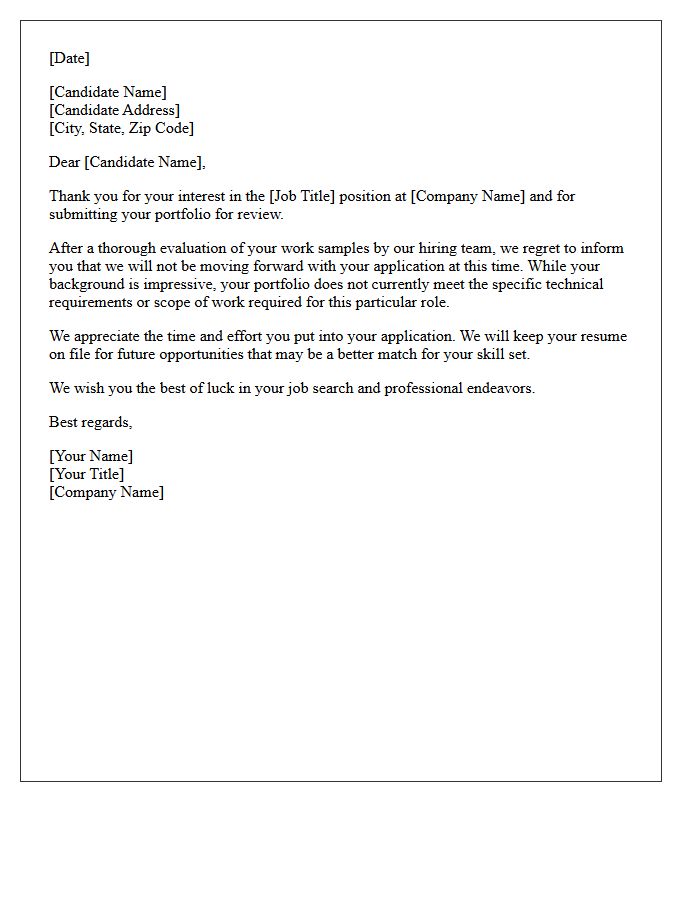 Candidate Portfolio Shortfall Application Rejection Letter