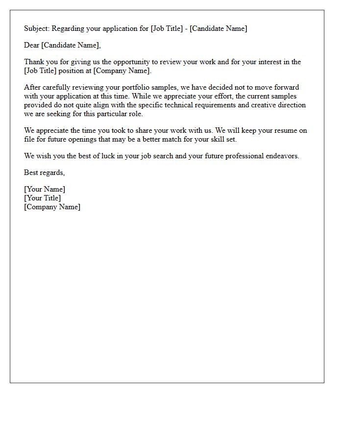 Inadequate Portfolio Sample Candidate Rejection Letter