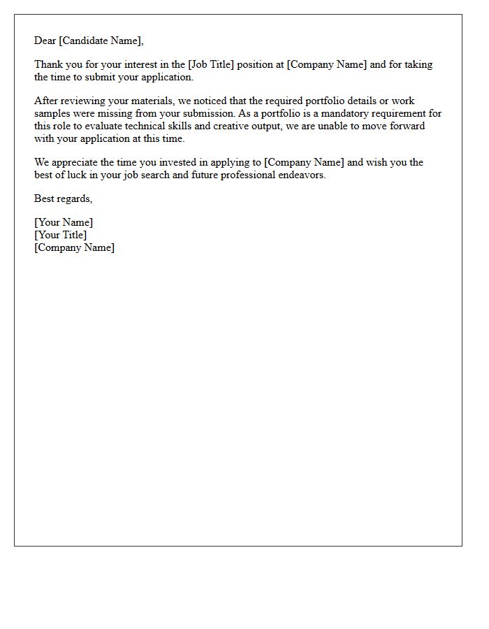 Missing Portfolio Details Candidate Rejection Letter