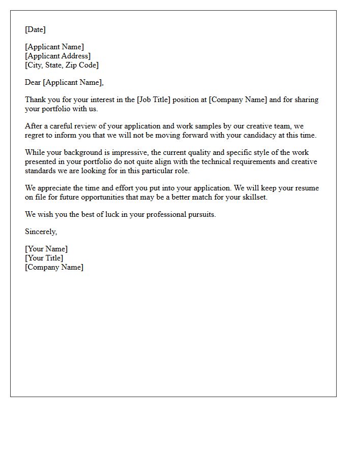 Portfolio Quality Insufficient Application Rejection Letter
