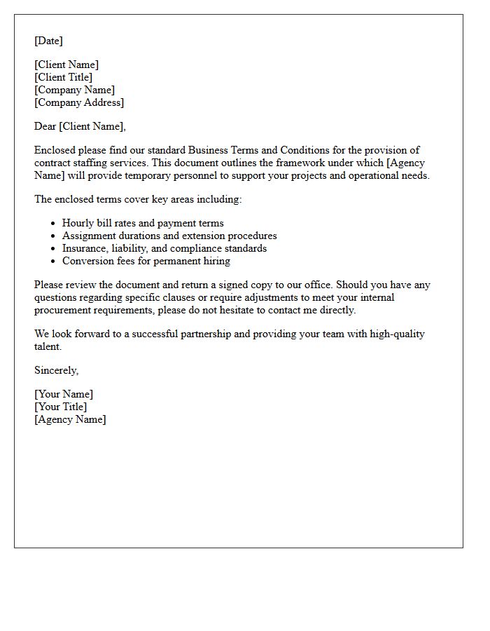 Contract Staffing Business Terms Enclosure Letter