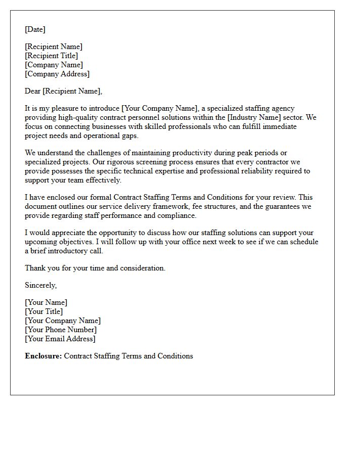 Letter of Introduction and Contract Staffing Terms Enclosure