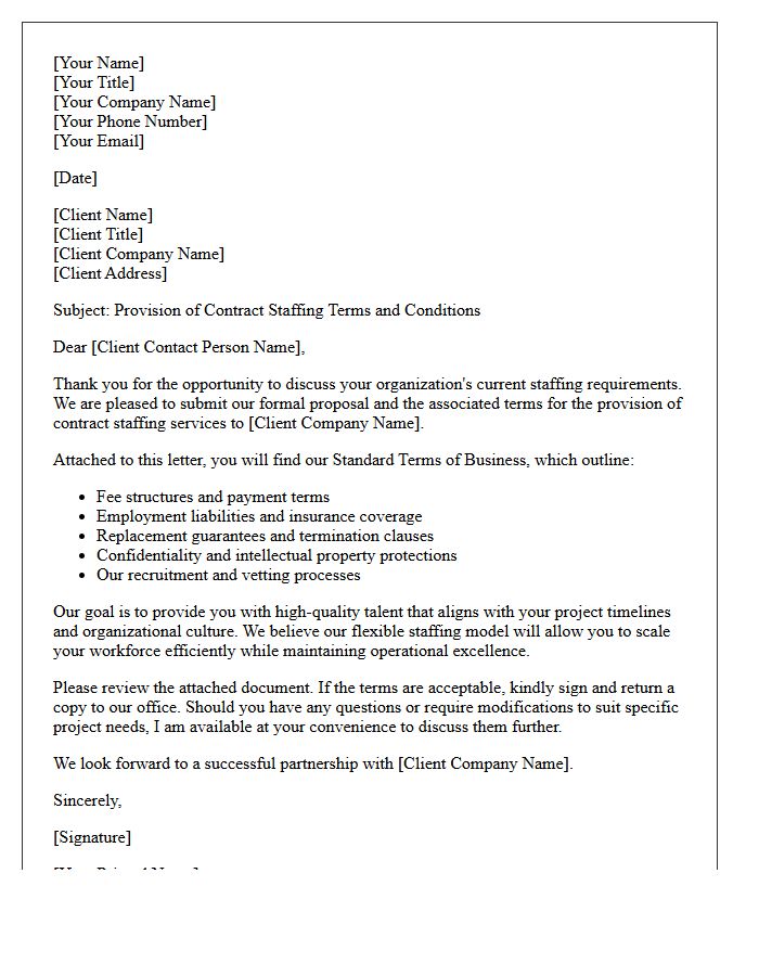 Provision of Contract Staffing Terms Cover Letter