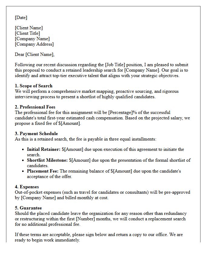 Letter Proposing Retained Leadership Search Terms