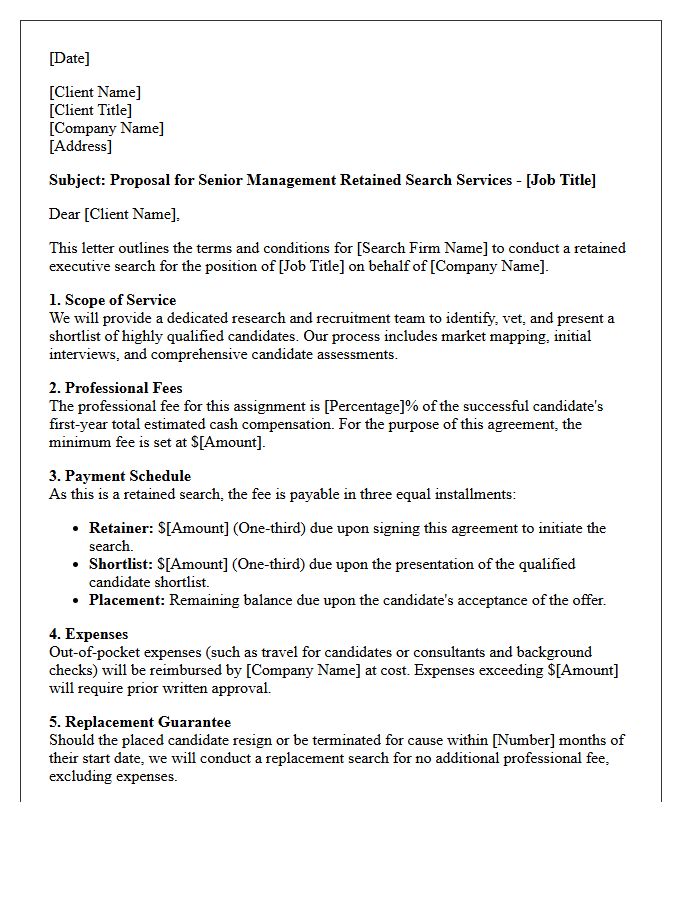 Senior Management Retained Search Terms Proposal Letter