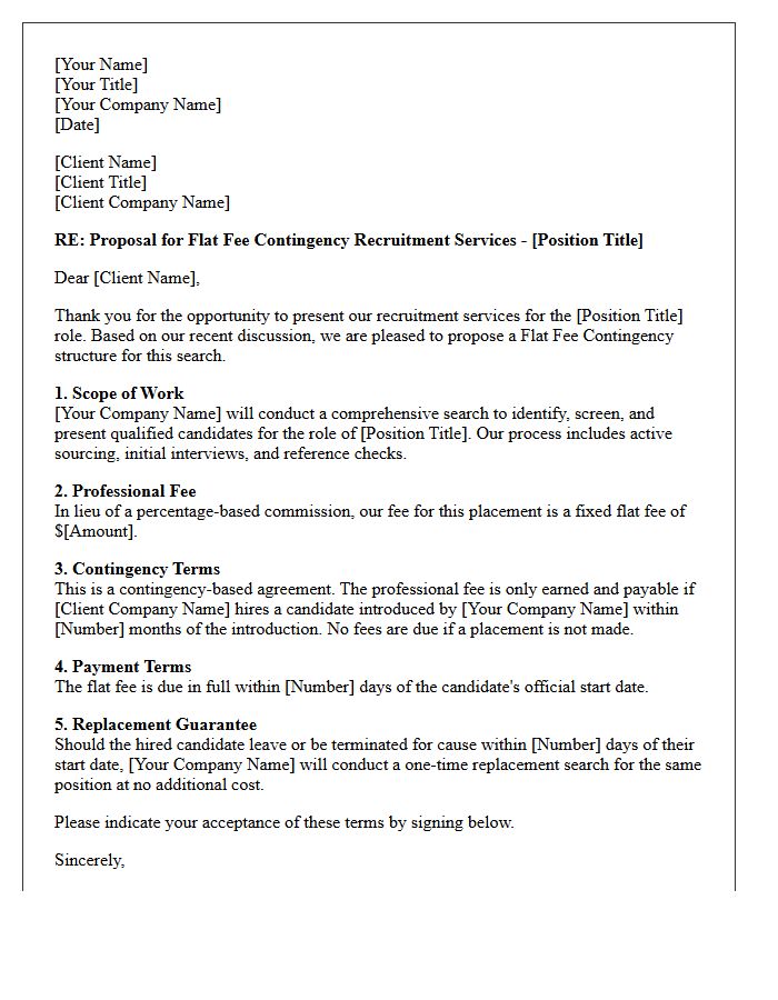 Flat Fee Contingency Search Terms Proposal Letter