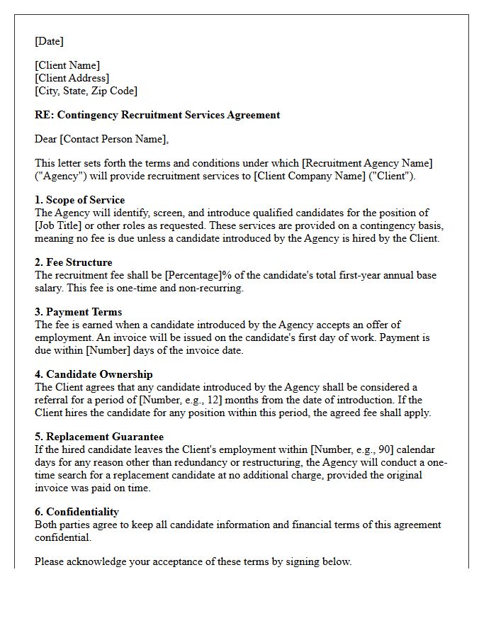 Human Resources Contingency Recruitment Terms Letter