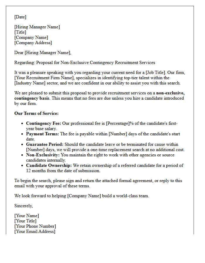 Non-Exclusive Contingency Search Proposal Letter