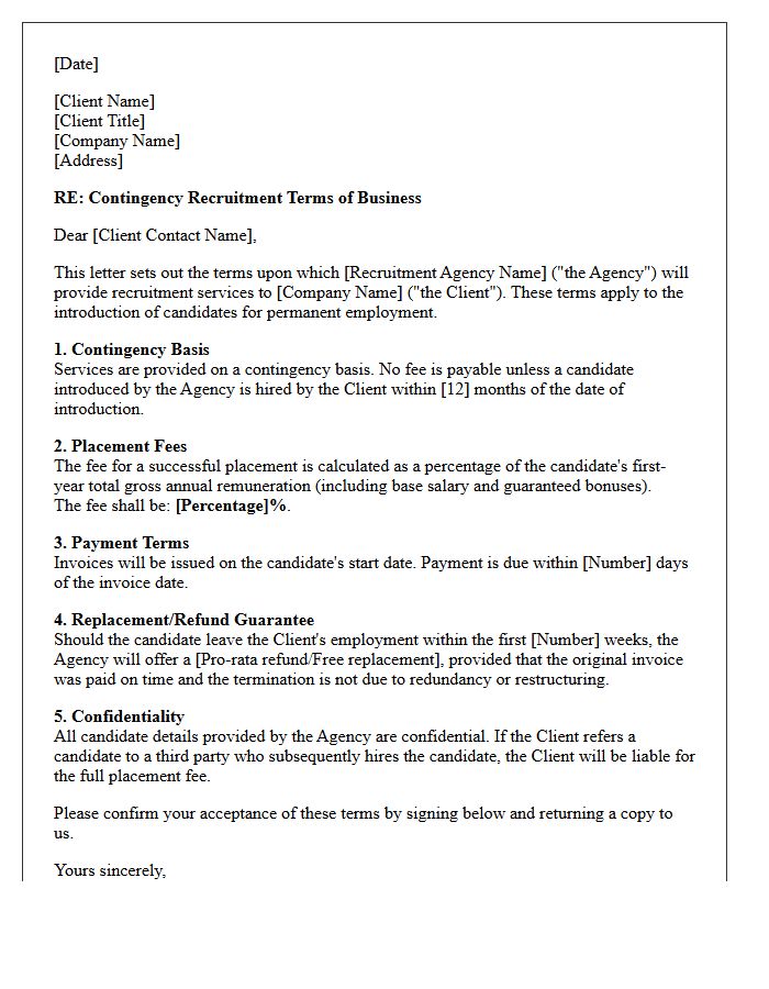 Percentage Based Contingency Recruitment Terms Letter