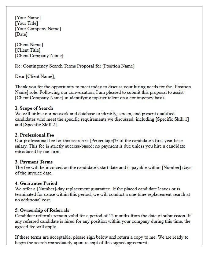 Post-Meeting Contingency Search Terms Proposal Letter