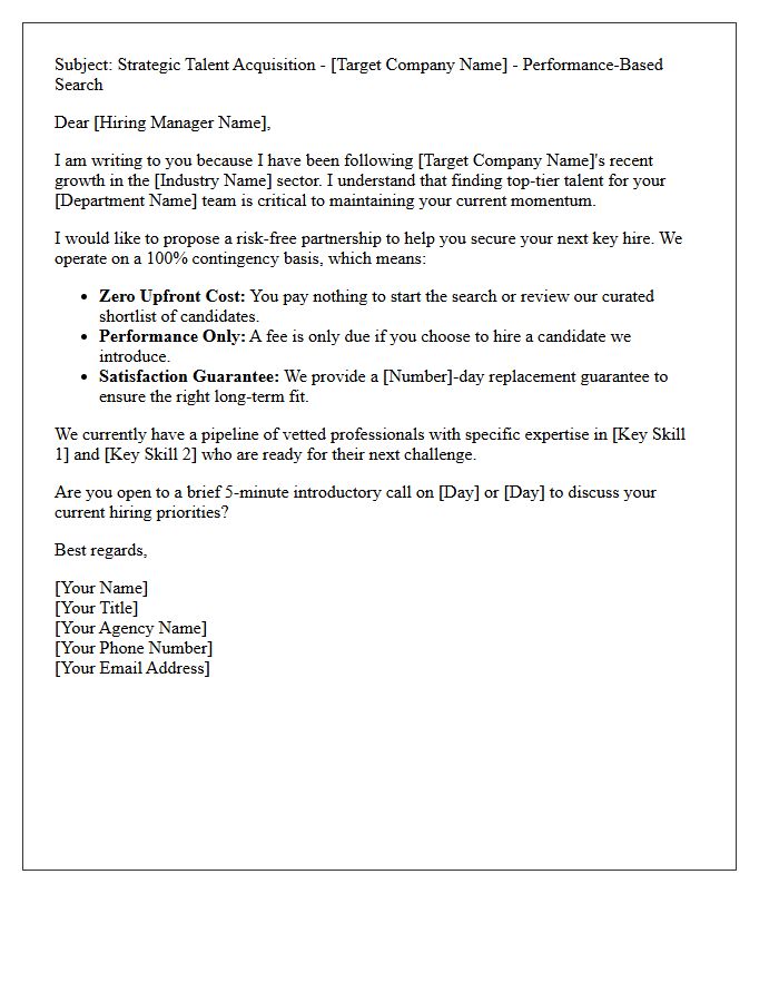 Risk-Free Contingency Search Terms Pitch Letter