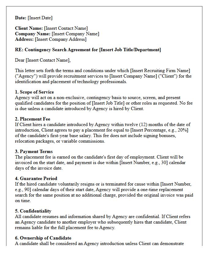 Technology Sector Contingency Search Terms Letter