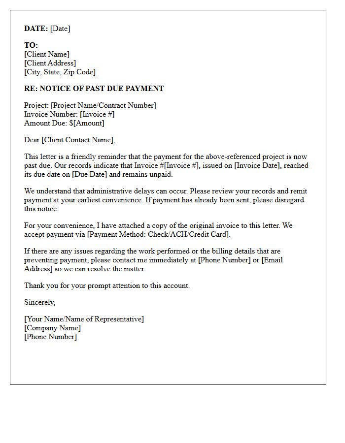 Initial Past Due Construction Contractor Notice Letter