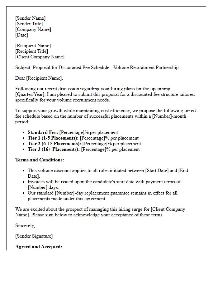 Discounted Fee Schedule Letter for Volume Recruitment