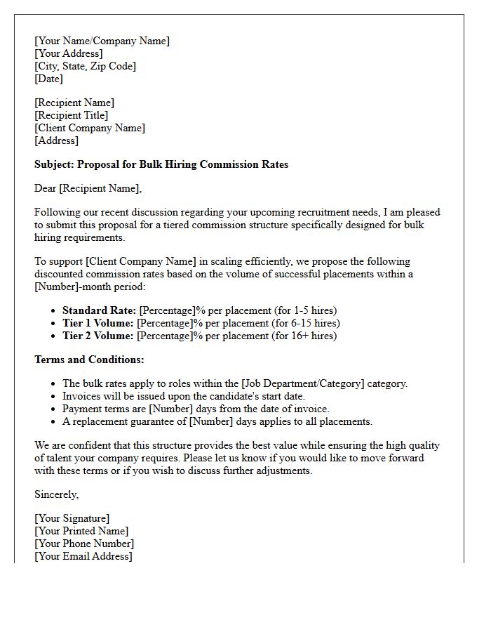 Letter of Proposal for Bulk Hiring Commission Rates
