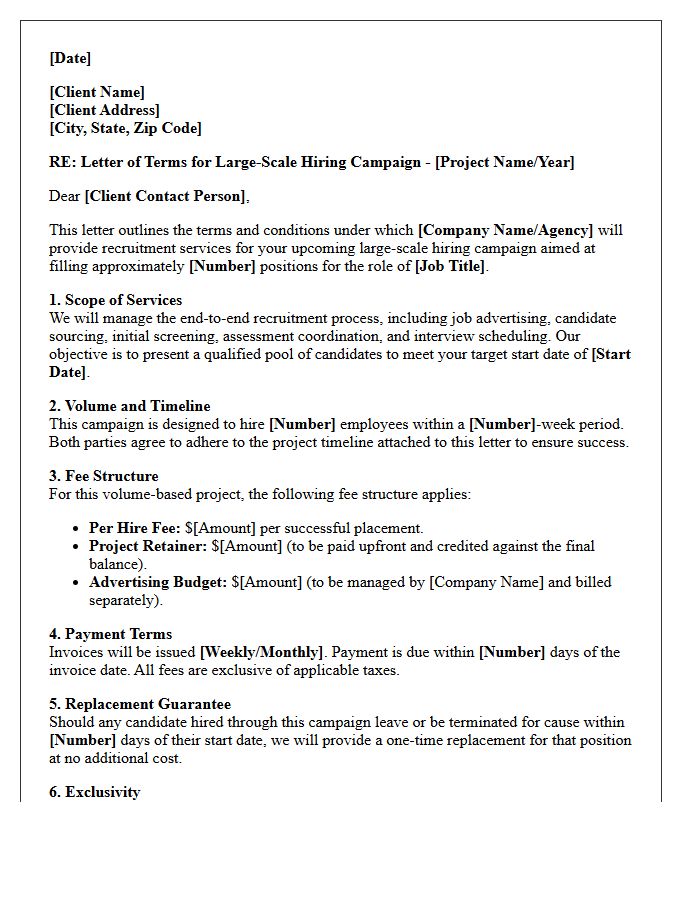 Letter of Terms for Large-Scale Hiring Campaigns