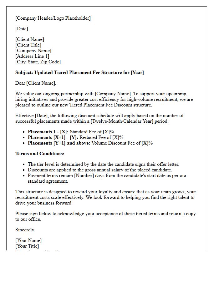 Letter Outlining Tiered Placement Fee Discounts