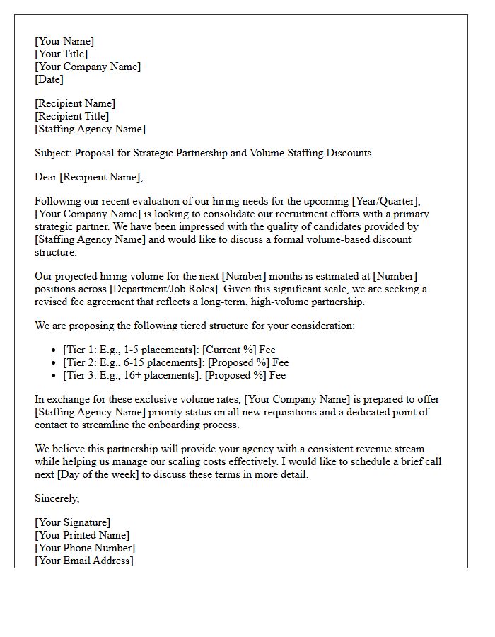 Strategic Partnership Letter for Volume Staffing Discounts