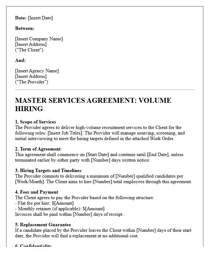 Volume Hiring Master Services Agreement Letter