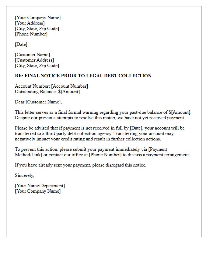 Pre-Collection Agency Warning Letter
