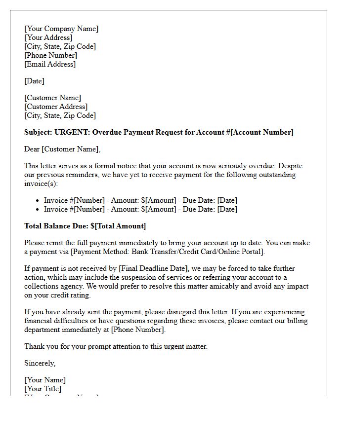 Urgent Request for Overdue Account Payment Letter