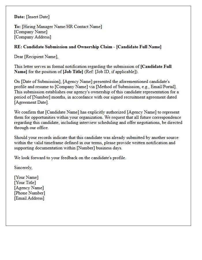 Candidate Submission Claim and Agency Ownership Letter