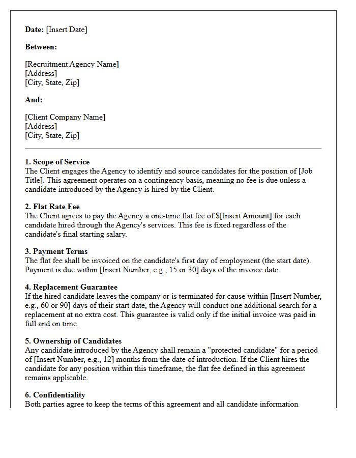 Contingency Flat Rate Recruitment Fee Agreement Letter
