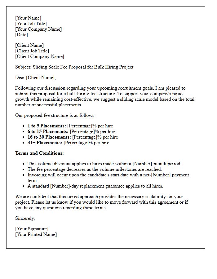 Bulk Hiring Sliding Scale Fee Proposal Letter