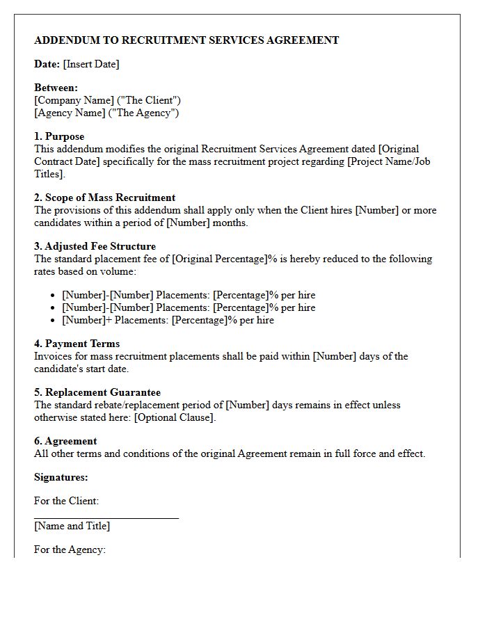 Mass Recruitment Agency Fee Reduction Addendum Letter