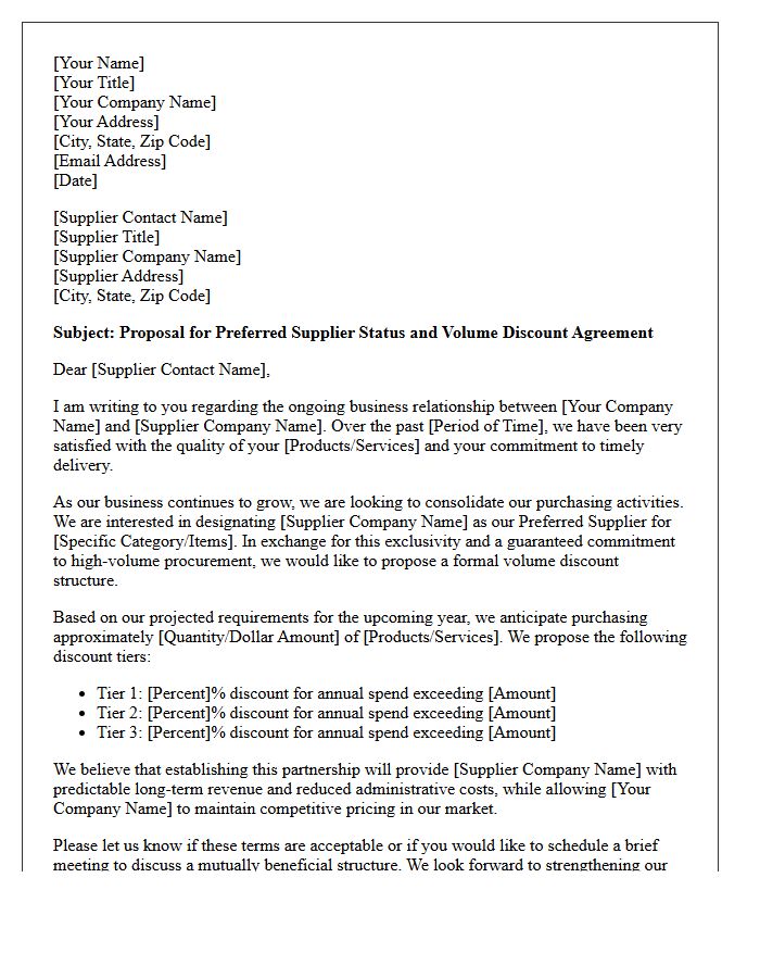 Preferred Supplier Volume Discount Partnership Letter