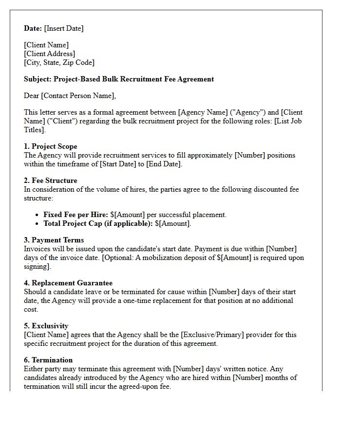 Project Based Bulk Recruitment Fee Agreement Letter