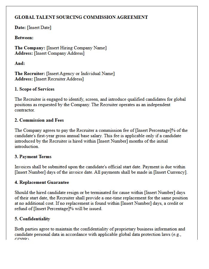 Global Talent Sourcing Commission Agreement Letter