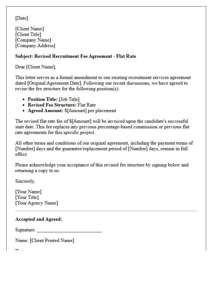 Flat Rate Revised Recruitment Fee Agreement Letter