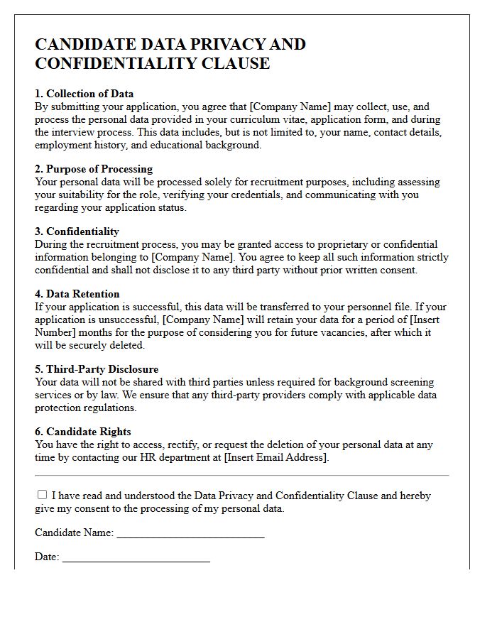 Candidate Data Privacy And Confidentiality Clause