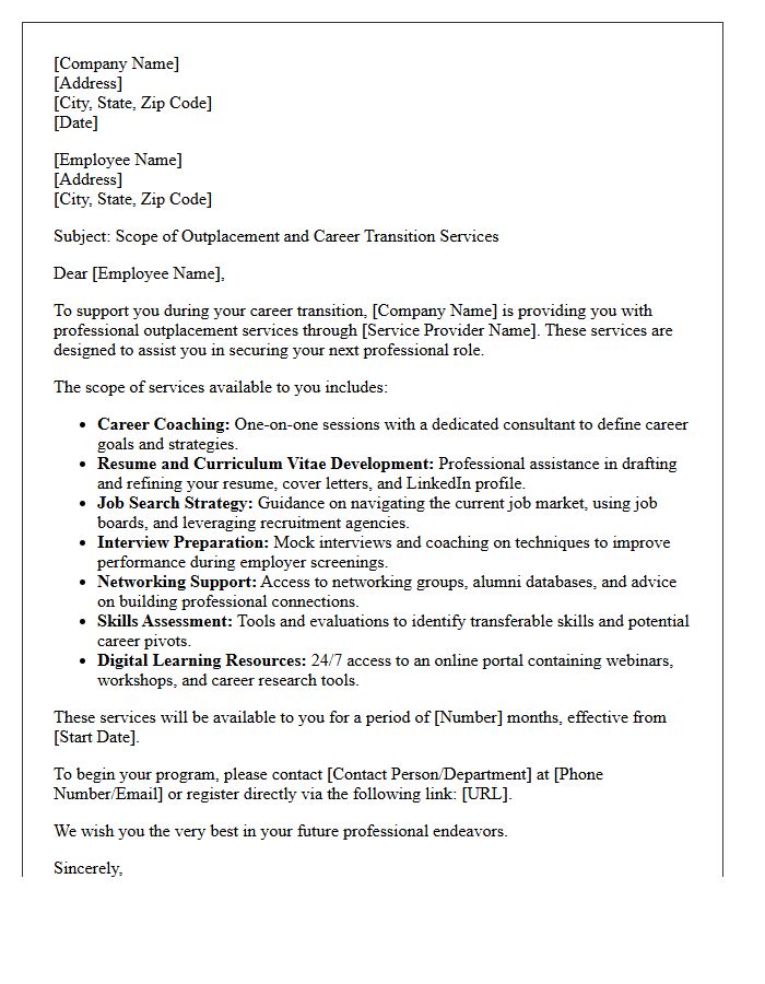 Scope Of Outplacement And Career Transition Services