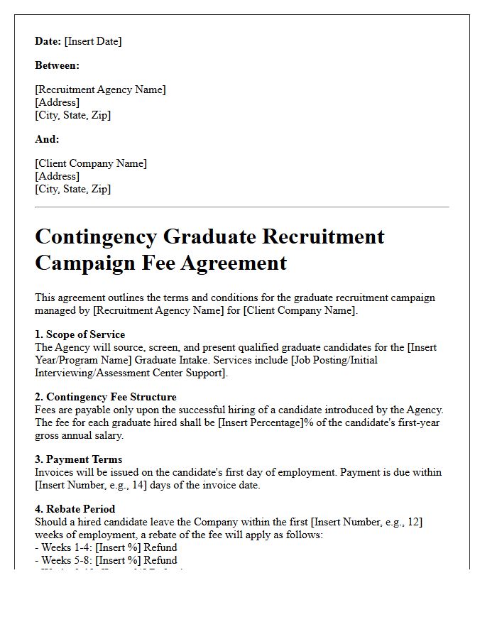 Contingency Graduate Recruitment Campaign Fee Agreement Letter