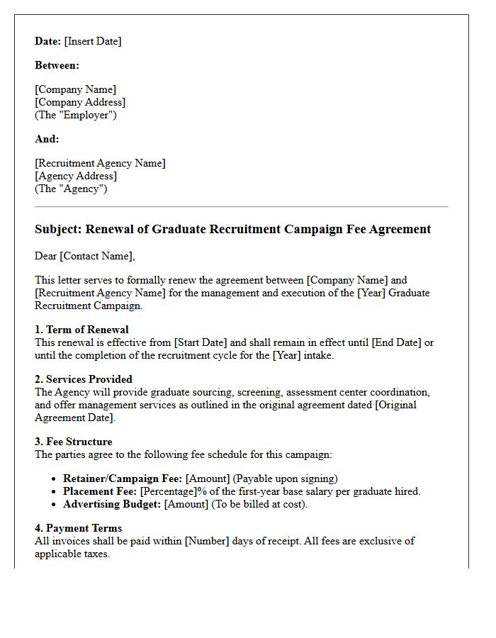 Renewal Graduate Recruitment Campaign Fee Agreement Letter