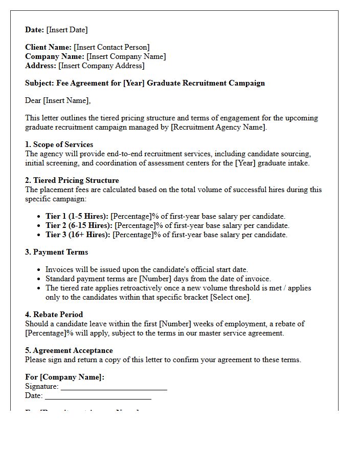 Tiered Pricing Graduate Recruitment Campaign Fee Agreement Letter